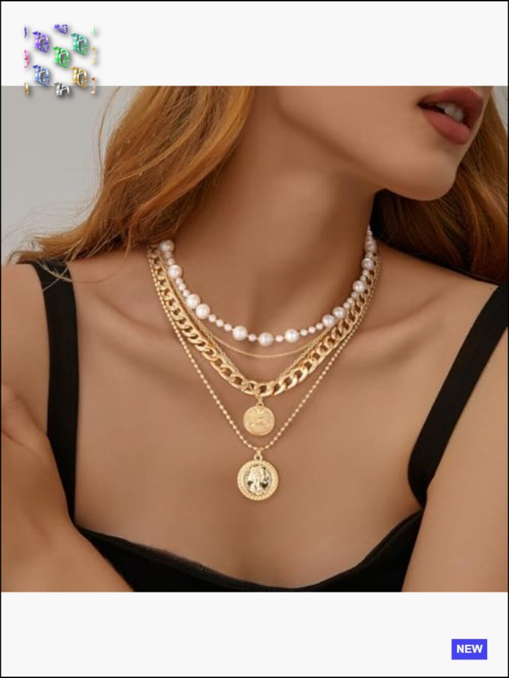 Gold Layered Choker Necklace Set Dainty Chunky Chain Retro Coin Pendant Jewelry - Picture 2 of 7